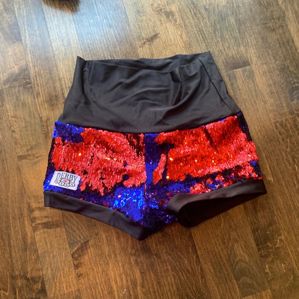 Color Changing Sequin Shorts, High Waisted for Roller Derby or Rave / Festival